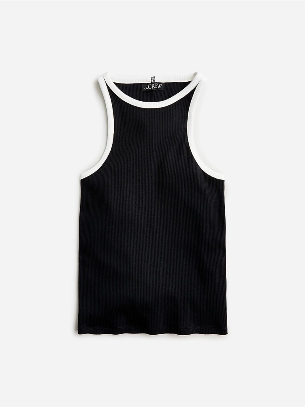 J.Crew Vintage rib high-neck cutaway tank top with contrast trim